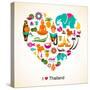 Thailand Love - Heart With Thai Icons And Symbols-Marish-Stretched Canvas