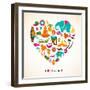 Thailand Love - Heart With Thai Icons And Symbols-Marish-Framed Art Print