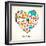 Thailand Love - Heart With Thai Icons And Symbols-Marish-Framed Art Print