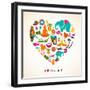 Thailand Love - Heart With Thai Icons And Symbols-Marish-Framed Art Print