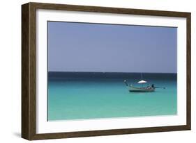 Thailand, Phuket Province, Long Tail Boat Off in Midst of Sea-David R. Frazier-Framed Photographic Print