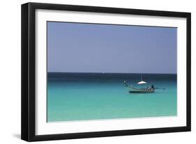 Thailand, Phuket Province, Long Tail Boat Off in Midst of Sea-David R. Frazier-Framed Photographic Print