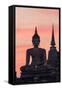 Thailand, Sukhothai Historical Park. Wat Mahathat Temple at Sunset-Matteo Colombo-Framed Stretched Canvas