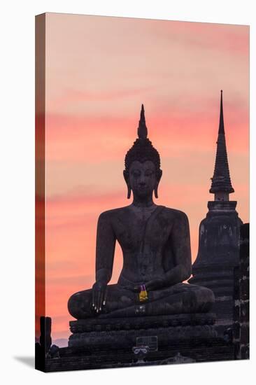 Thailand, Sukhothai Historical Park. Wat Mahathat Temple at Sunset-Matteo Colombo-Stretched Canvas