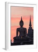 Thailand, Sukhothai Historical Park. Wat Mahathat Temple at Sunset-Matteo Colombo-Framed Photographic Print