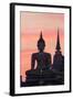 Thailand, Sukhothai Historical Park. Wat Mahathat Temple at Sunset-Matteo Colombo-Framed Photographic Print