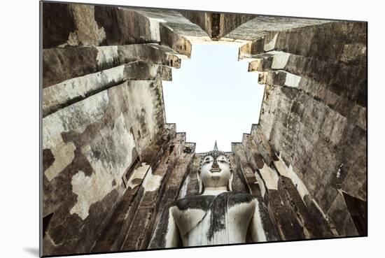 Thailand, Sukhothai Historical Park. Wat Si Chum Temple with Giant Buddha Statue, Low Angle View-Matteo Colombo-Mounted Photographic Print