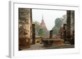 Thailand, Sukhothai. Wat Mahathat Chedi at Sukhothai Historic Park-Kevin Oke-Framed Photographic Print