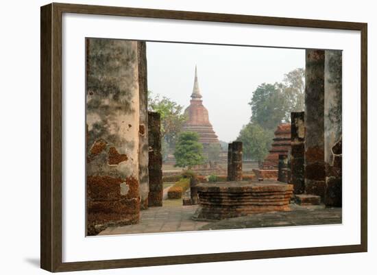 Thailand, Sukhothai. Wat Mahathat Chedi at Sukhothai Historic Park-Kevin Oke-Framed Photographic Print