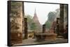 Thailand, Sukhothai. Wat Mahathat Chedi at Sukhothai Historic Park-Kevin Oke-Framed Stretched Canvas