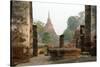 Thailand, Sukhothai. Wat Mahathat Chedi at Sukhothai Historic Park-Kevin Oke-Stretched Canvas
