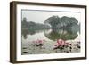 Thailand, Sukhothai. Water Lilies in Front of Wat Traphang Nguen-Kevin Oke-Framed Photographic Print