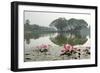 Thailand, Sukhothai. Water Lilies in Front of Wat Traphang Nguen-Kevin Oke-Framed Photographic Print