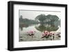 Thailand, Sukhothai. Water Lilies in Front of Wat Traphang Nguen-Kevin Oke-Framed Photographic Print