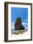 Thailand: Tour boats lined up on the beach at Hat Tham Phra Nang, Krabi Coast-null-Framed Photographic Print