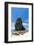 Thailand: Tour boats lined up on the beach at Hat Tham Phra Nang, Krabi Coast-null-Framed Photographic Print