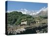 Thakkali House with Dhaulagiri Behind, Kali Gandaki Valley, Annapurna Region, Himalayas, Nepal-Tony Waltham-Stretched Canvas