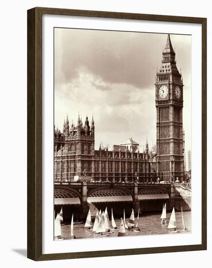 Thames Day on the River Between Westminister and Hungerford Bridges-null-Framed Premium Photographic Print