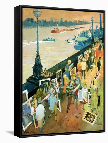Thames Embankment, Front Cover of 'Undercover' Magazine, Published December 1985-George Adamson-Framed Stretched Canvas