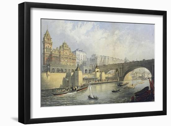 Thames Embankment - Steam Boat Landing Pier at Waterloo, London, 1864-RM Bryson-Framed Giclee Print