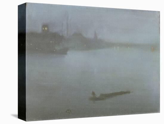 Thames - Nocturne in Blue and Silver, c.1872/8-James Abbott McNeill Whistler-Stretched Canvas