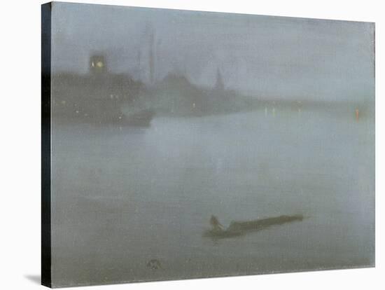 Thames - Nocturne in Blue and Silver, c.1872/8-James Abbott McNeill Whistler-Stretched Canvas