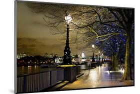 Thames River Bank Offers a Well Lit Walk, London, Uk-Richard Wright-Mounted Photographic Print