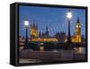 Thames Shore, Westminster Bridge, Westminster Palace, Big Ben, in the Evening-Rainer Mirau-Framed Stretched Canvas