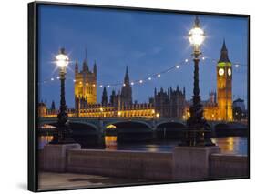 Thames Shore, Westminster Bridge, Westminster Palace, Big Ben, in the Evening-Rainer Mirau-Framed Photographic Print