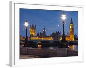 Thames Shore, Westminster Bridge, Westminster Palace, Big Ben, in the Evening-Rainer Mirau-Framed Photographic Print