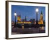 Thames Shore, Westminster Bridge, Westminster Palace, Big Ben, in the Evening-Rainer Mirau-Framed Photographic Print