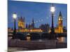 Thames Shore, Westminster Bridge, Westminster Palace, Big Ben, in the Evening-Rainer Mirau-Mounted Photographic Print