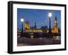 Thames Shore, Westminster Bridge, Westminster Palace, Big Ben, in the Evening-Rainer Mirau-Framed Photographic Print