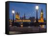 Thames Shore, Westminster Bridge, Westminster Palace, Big Ben, in the Evening-Rainer Mirau-Framed Stretched Canvas