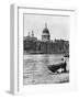 Thames Waterman and His Boat on the 'Beach' at Bankside, London, 1926-1927-McLeish-Framed Giclee Print