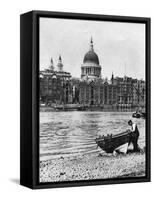 Thames Waterman and His Boat on the 'Beach' at Bankside, London, 1926-1927-McLeish-Framed Stretched Canvas