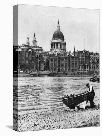 Thames Waterman and His Boat on the 'Beach' at Bankside, London, 1926-1927-McLeish-Stretched Canvas