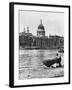 Thames Waterman and His Boat on the 'Beach' at Bankside, London, 1926-1927-McLeish-Framed Giclee Print