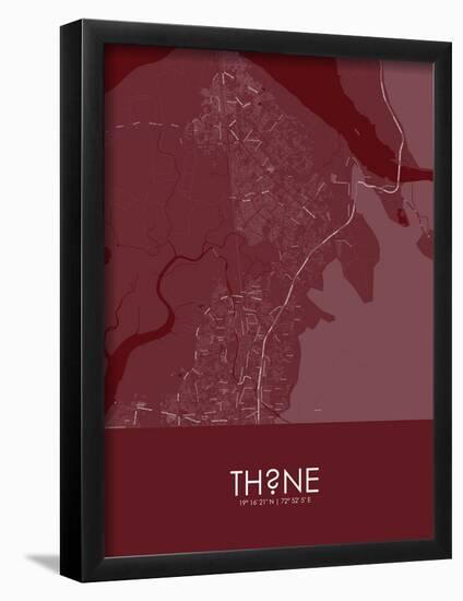 Thane, India Red Map-null-Framed Poster