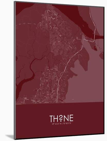 Thane, India Red Map-null-Mounted Poster