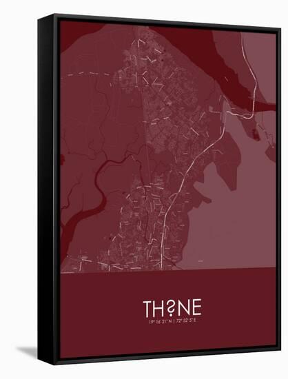 Thane, India Red Map-null-Framed Stretched Canvas