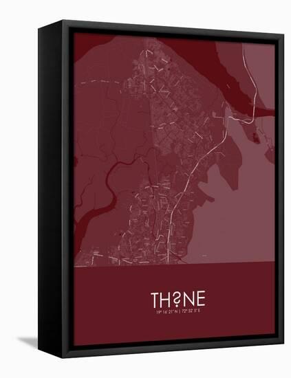 Thane, India Red Map-null-Framed Stretched Canvas