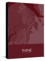 Thane, India Red Map-null-Stretched Canvas