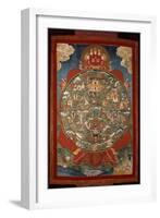 Thangka, Depicting Wheel of Life Turned by Red Yama, Lord of Death, 19th-20th Century-null-Framed Giclee Print