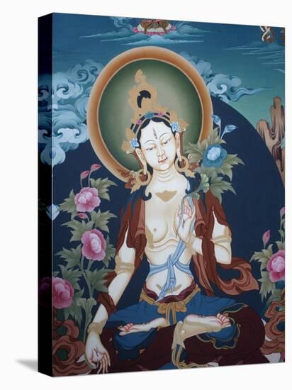 Thangka Depicting White Tara Goddess, Buddhist Symbol of Long Life, Bhaktapur, Nepal, Asia-Godong-Stretched Canvas