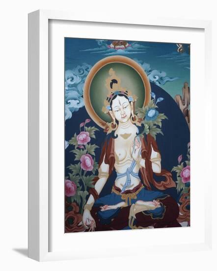 Thangka Depicting White Tara Goddess, Buddhist Symbol of Long Life, Bhaktapur, Nepal, Asia-Godong-Framed Photographic Print