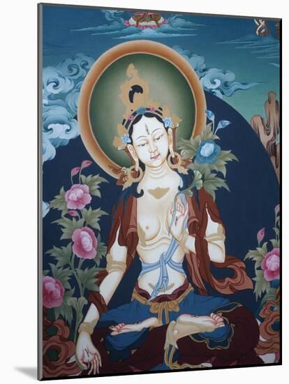 Thangka Depicting White Tara Goddess, Buddhist Symbol of Long Life, Bhaktapur, Nepal, Asia-Godong-Mounted Photographic Print