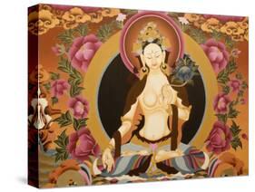 Thangka Depicting White Tara Goddess, Buddhist Symbol of Long Life, Bhaktapur, Nepal, Asia-Godong-Stretched Canvas