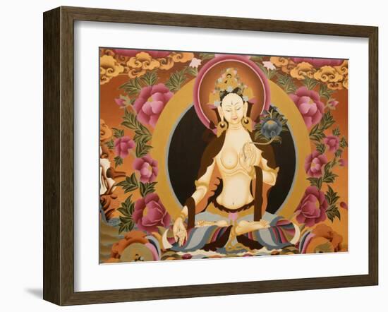 Thangka Depicting White Tara Goddess, Buddhist Symbol of Long Life, Bhaktapur, Nepal, Asia-Godong-Framed Photographic Print