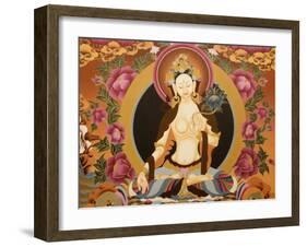 Thangka Depicting White Tara Goddess, Buddhist Symbol of Long Life, Bhaktapur, Nepal, Asia-Godong-Framed Photographic Print